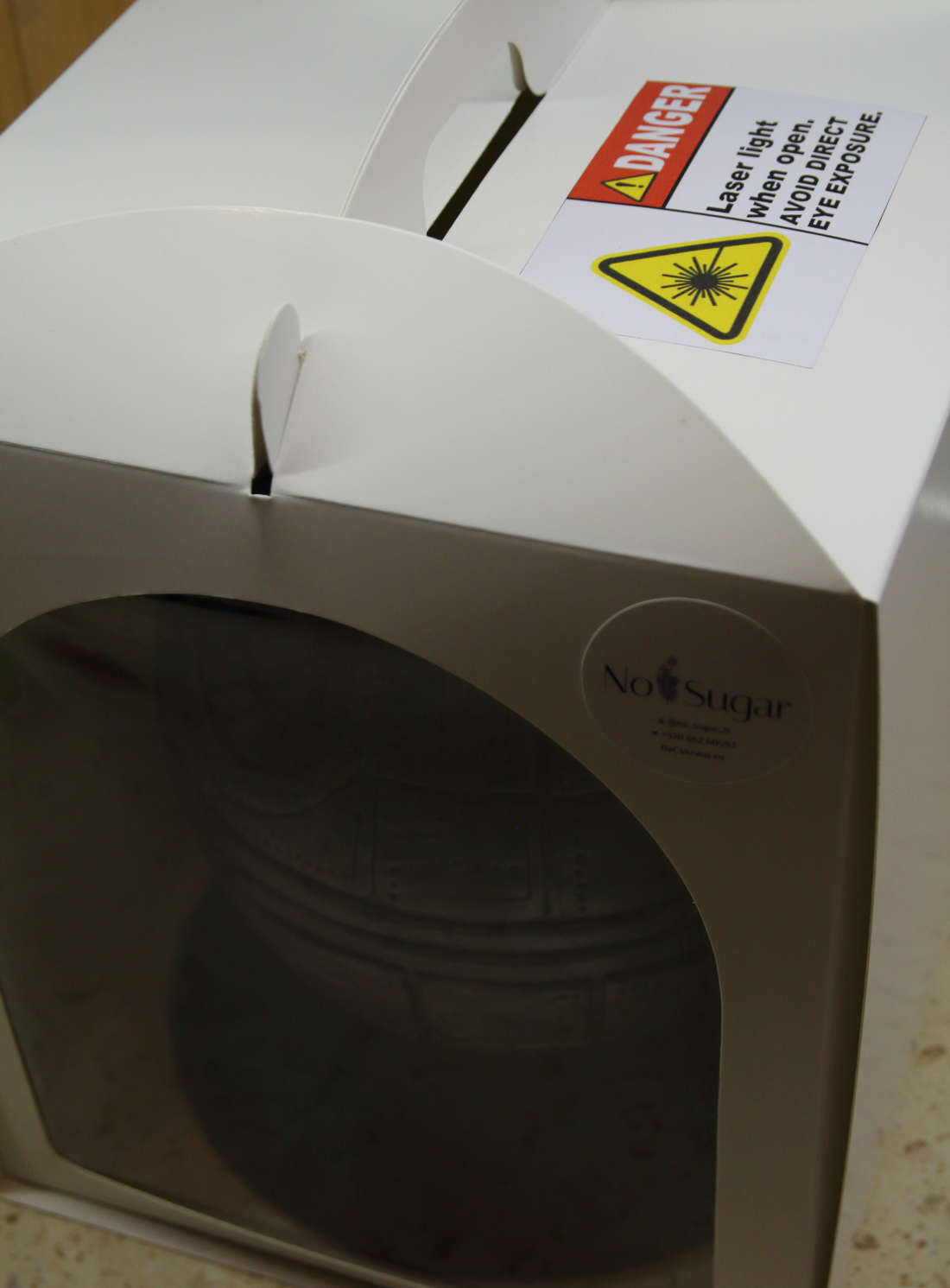 Laser warning on Death Star cake