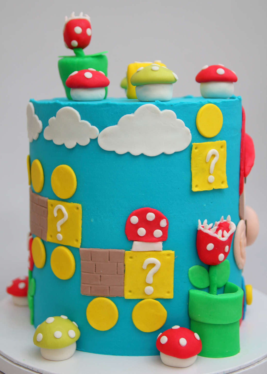 Elements of the game Super Mario on the cake