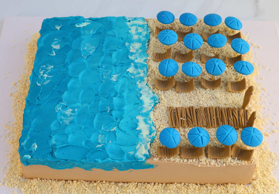 3D cake Beach with sea and sand