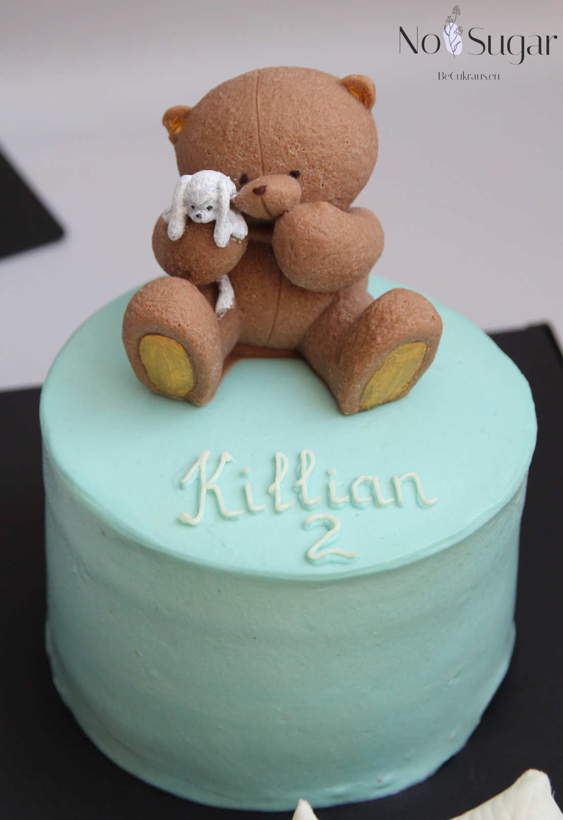 Bento cake with chocolate bear for a boy's birthday