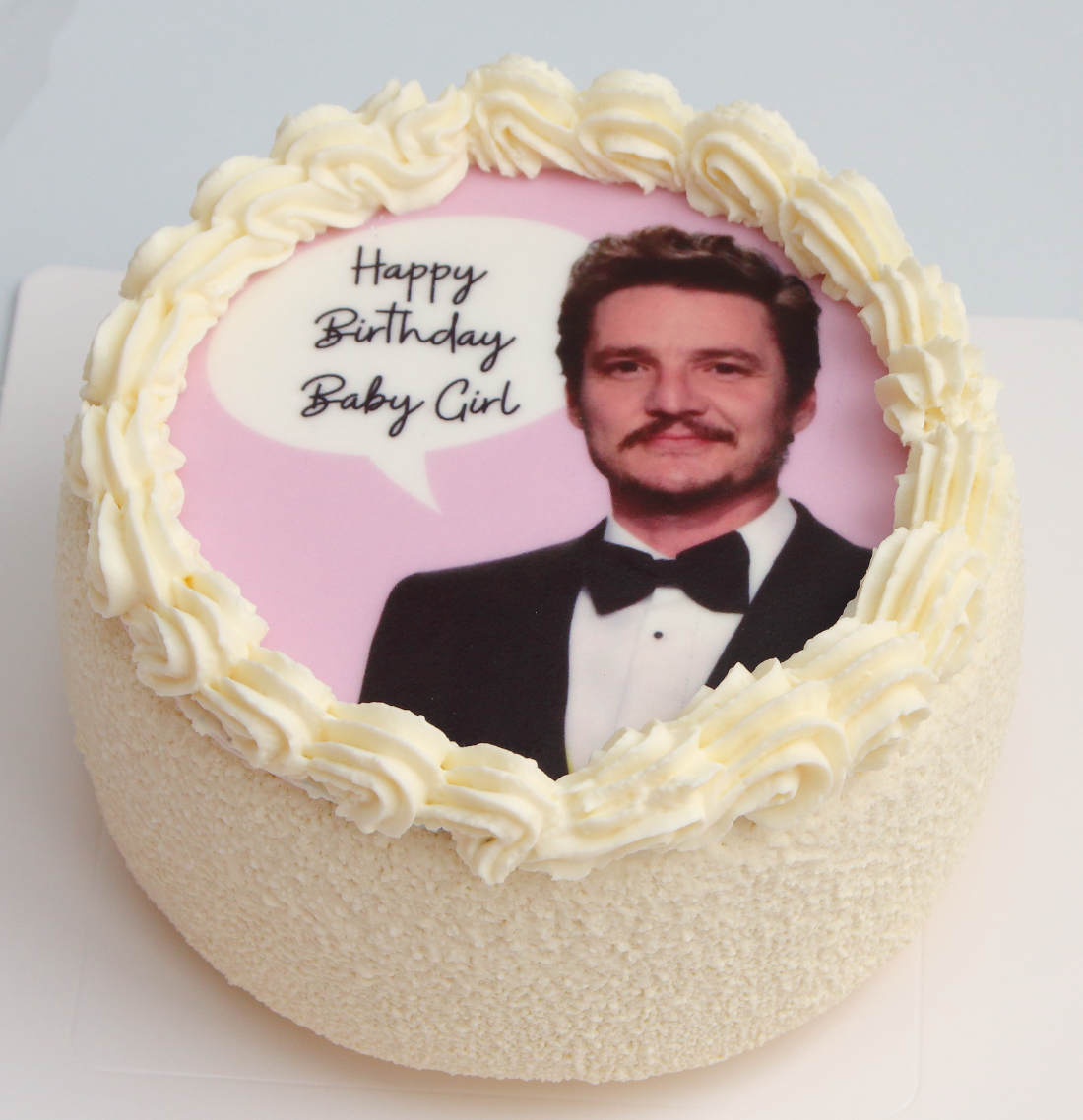 Торт Happy Birthday Baby Girl с фотографией Педро Паскаля
