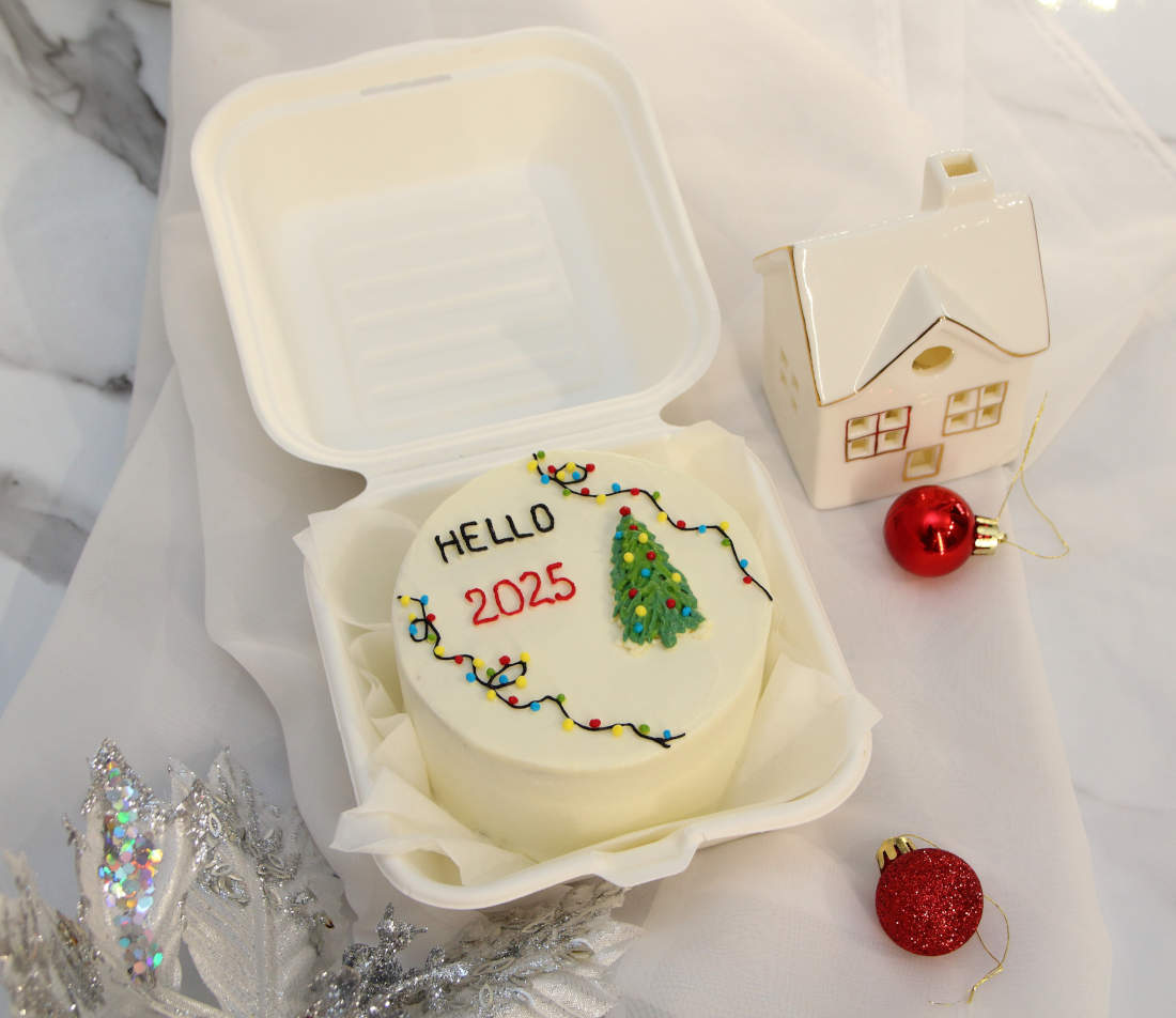Bento cake with Christmas tree decorations