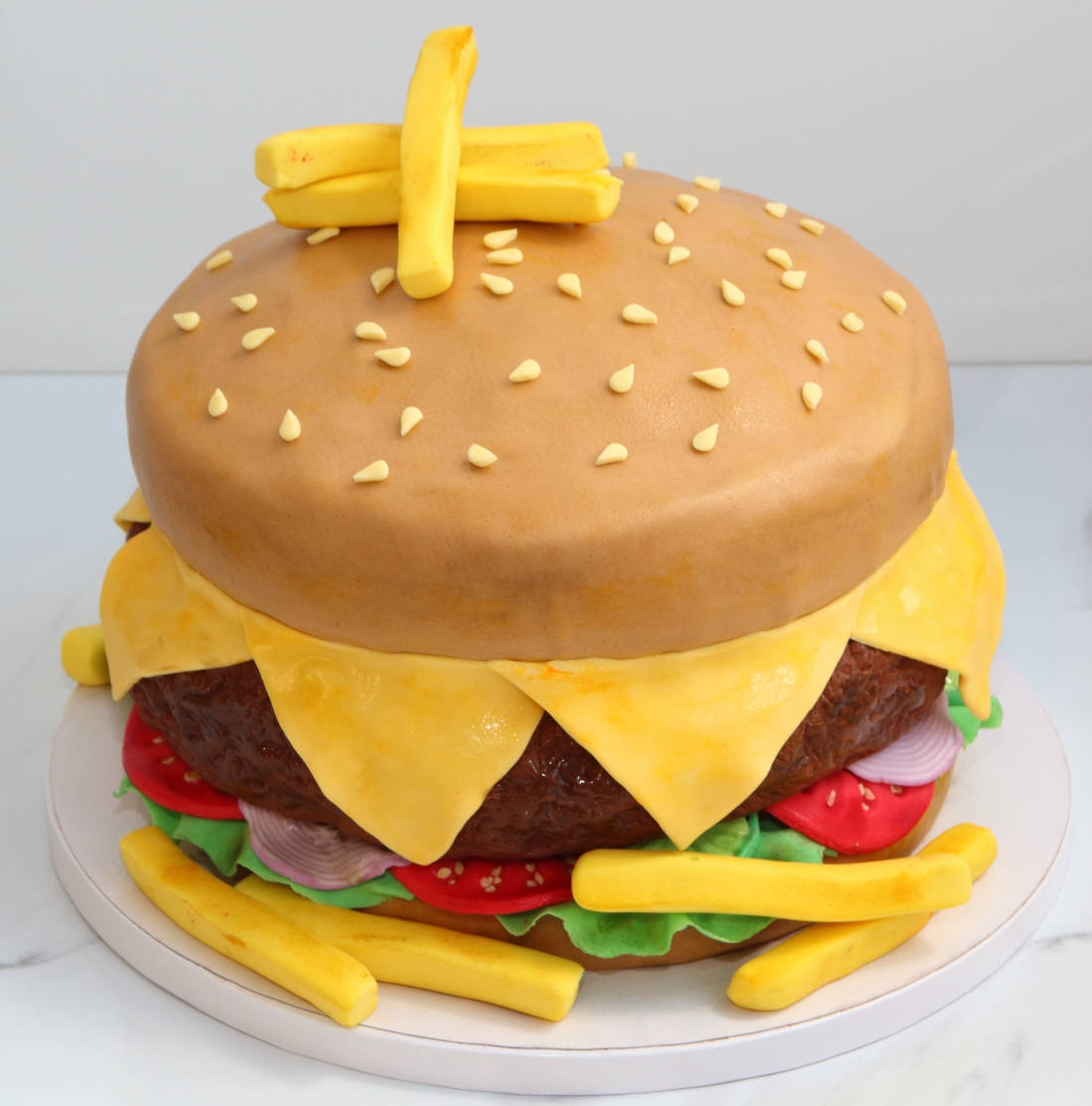 3D cake hamburger from McDonald’s or Burger King