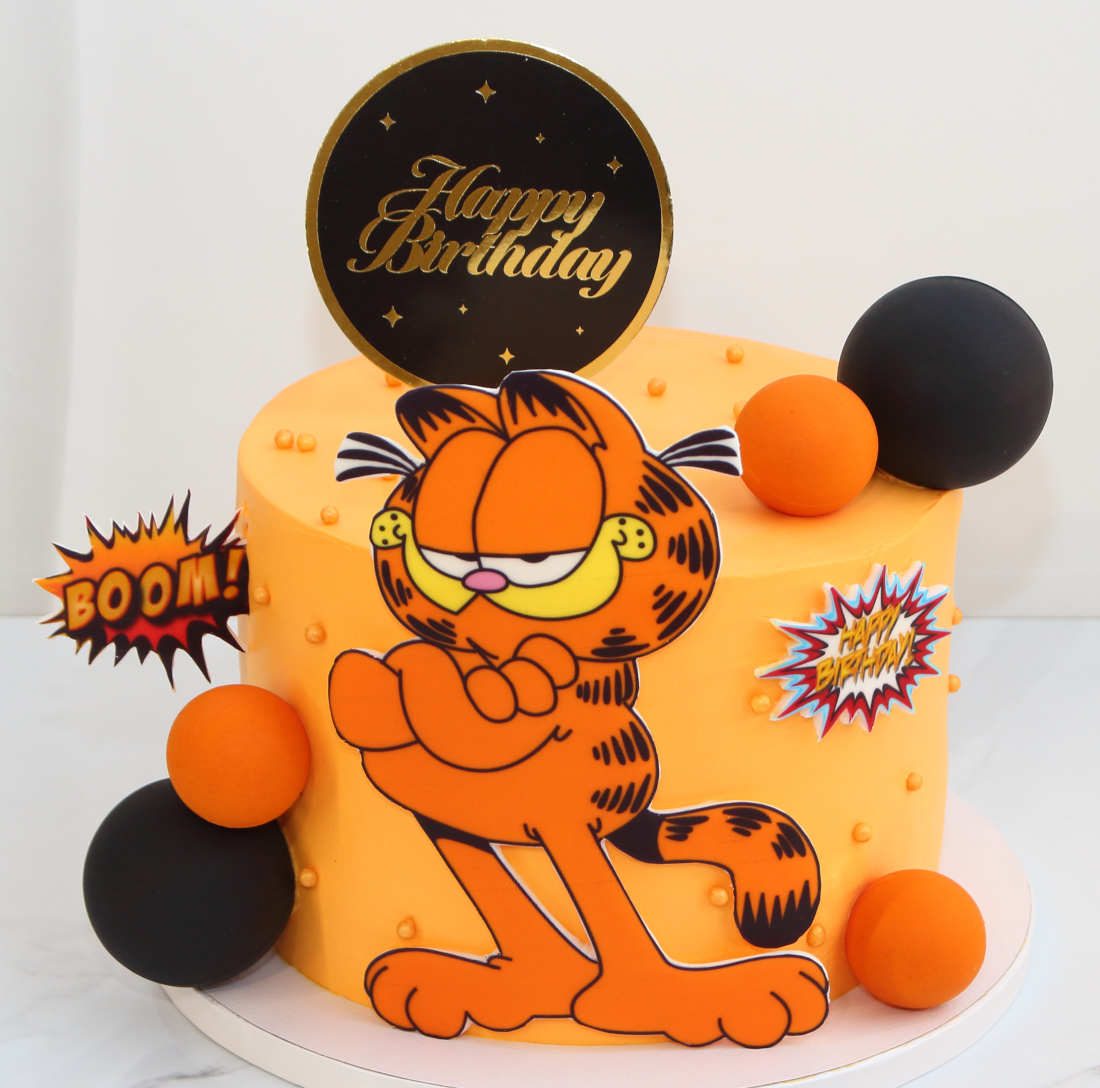 Garfield on a birthday cake