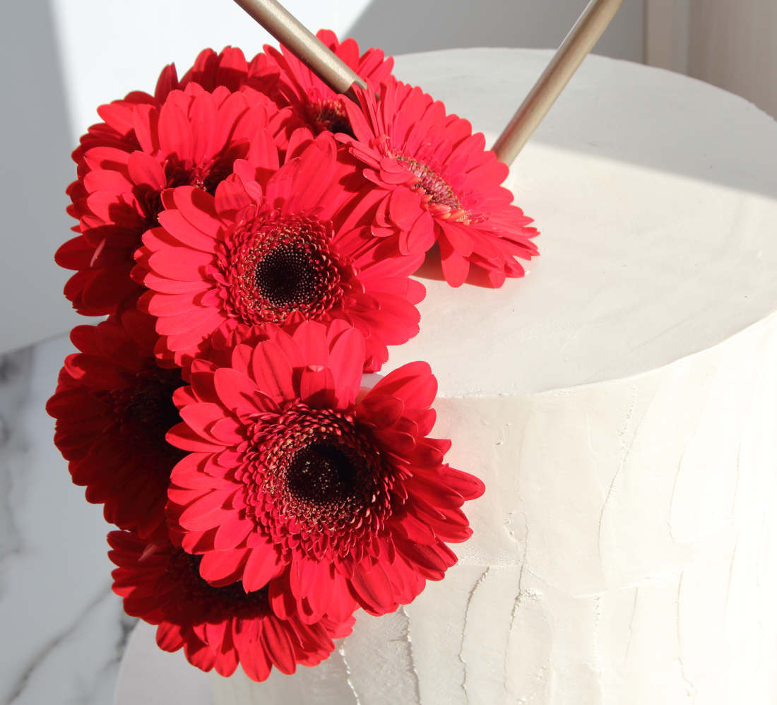 Gerberas on a wedding cake