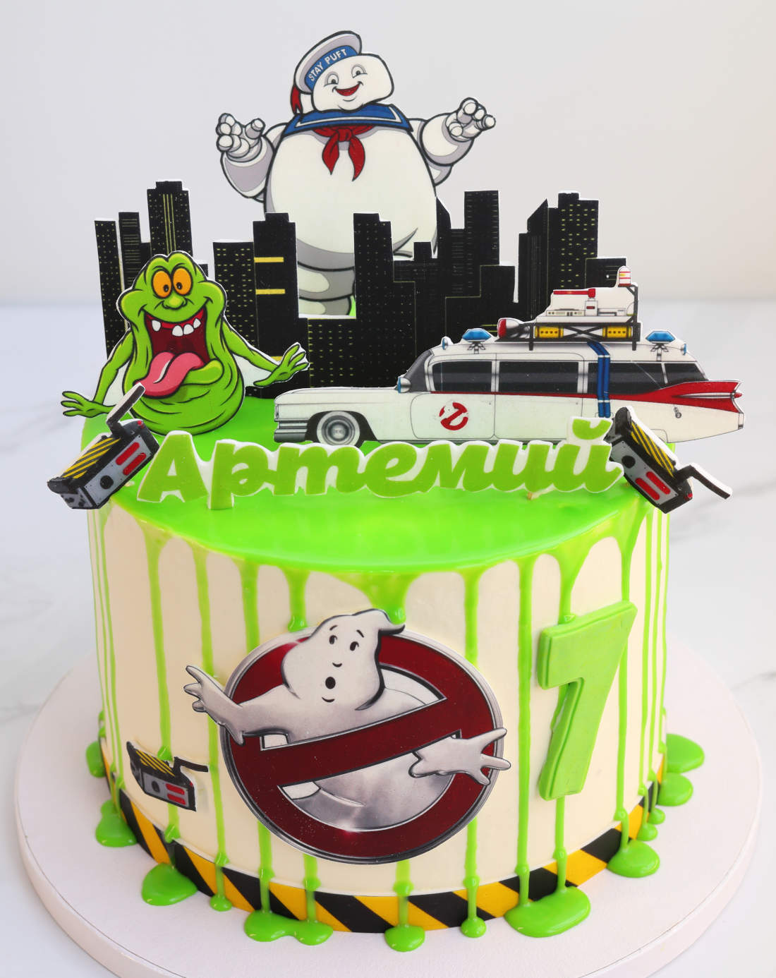 Ghost-themed cake for a boy's birthday