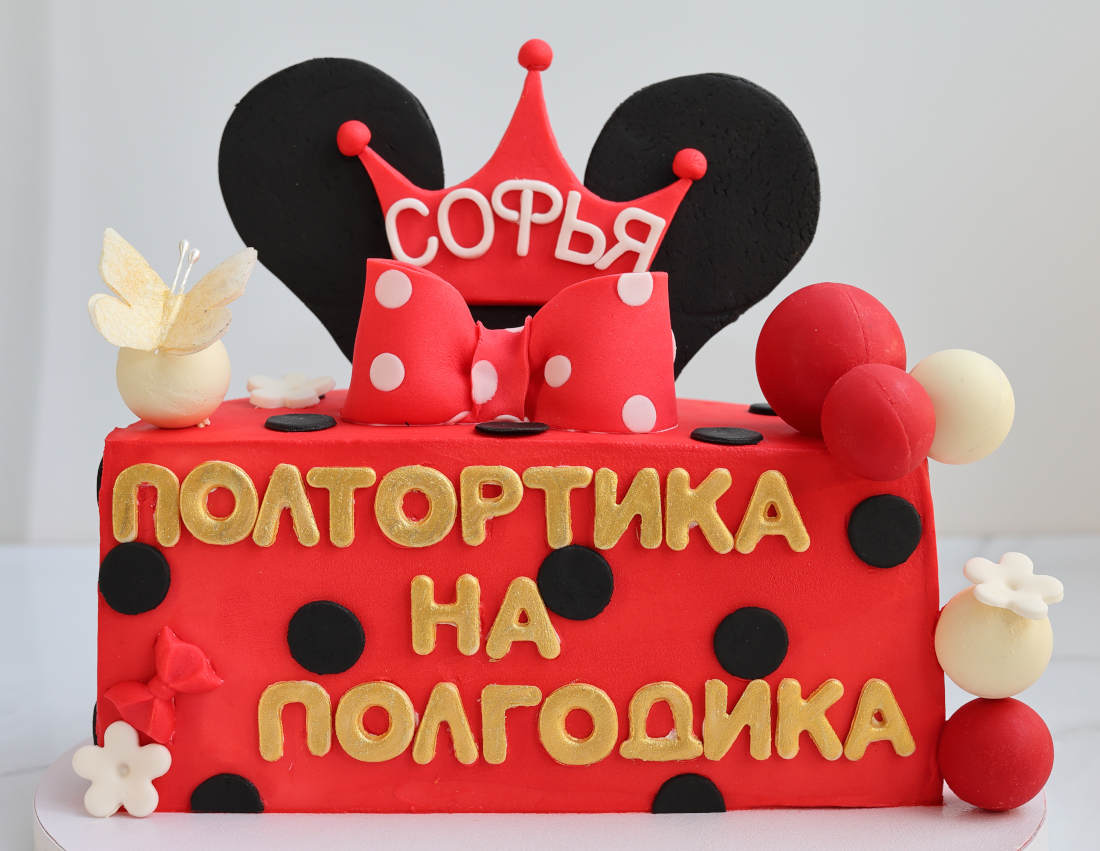 Half a cake for a girl's six-month birthday