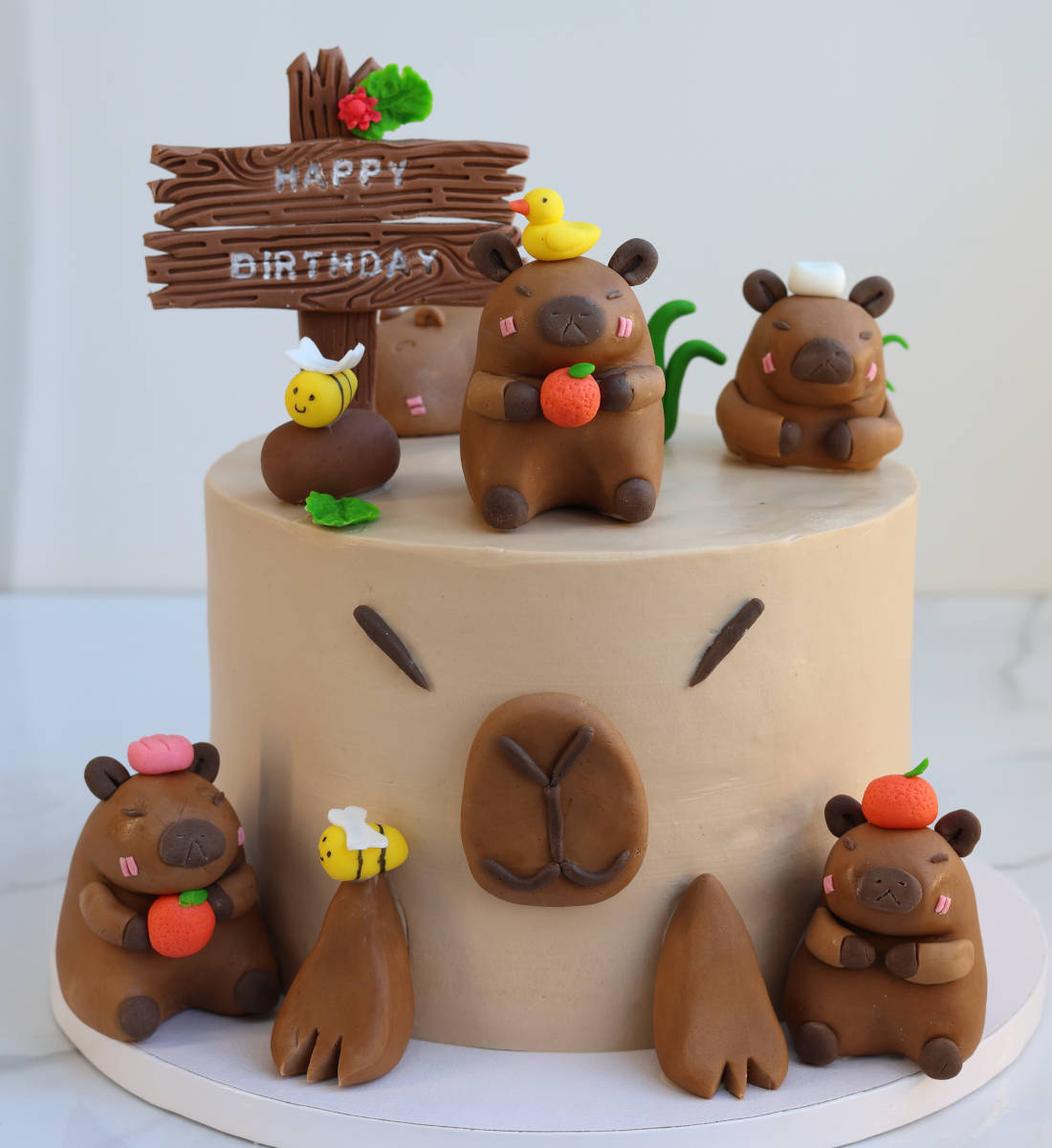 Happy Birthday cake with capybaras