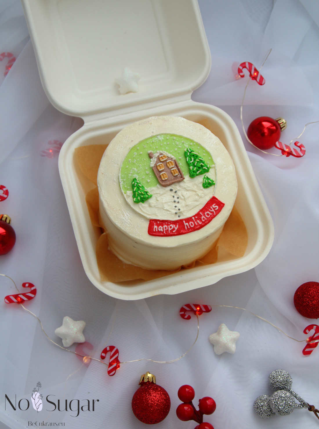 Kalėdinis bento tortas be cukraus kaip dovana