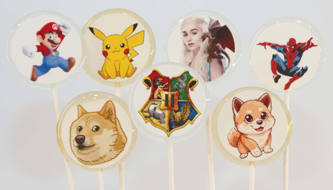 Children's lollipops with cartoon and game characters