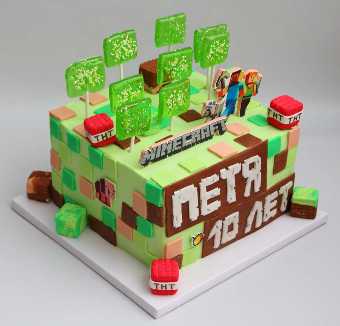 Birthday cake with lollipops for boys and girls