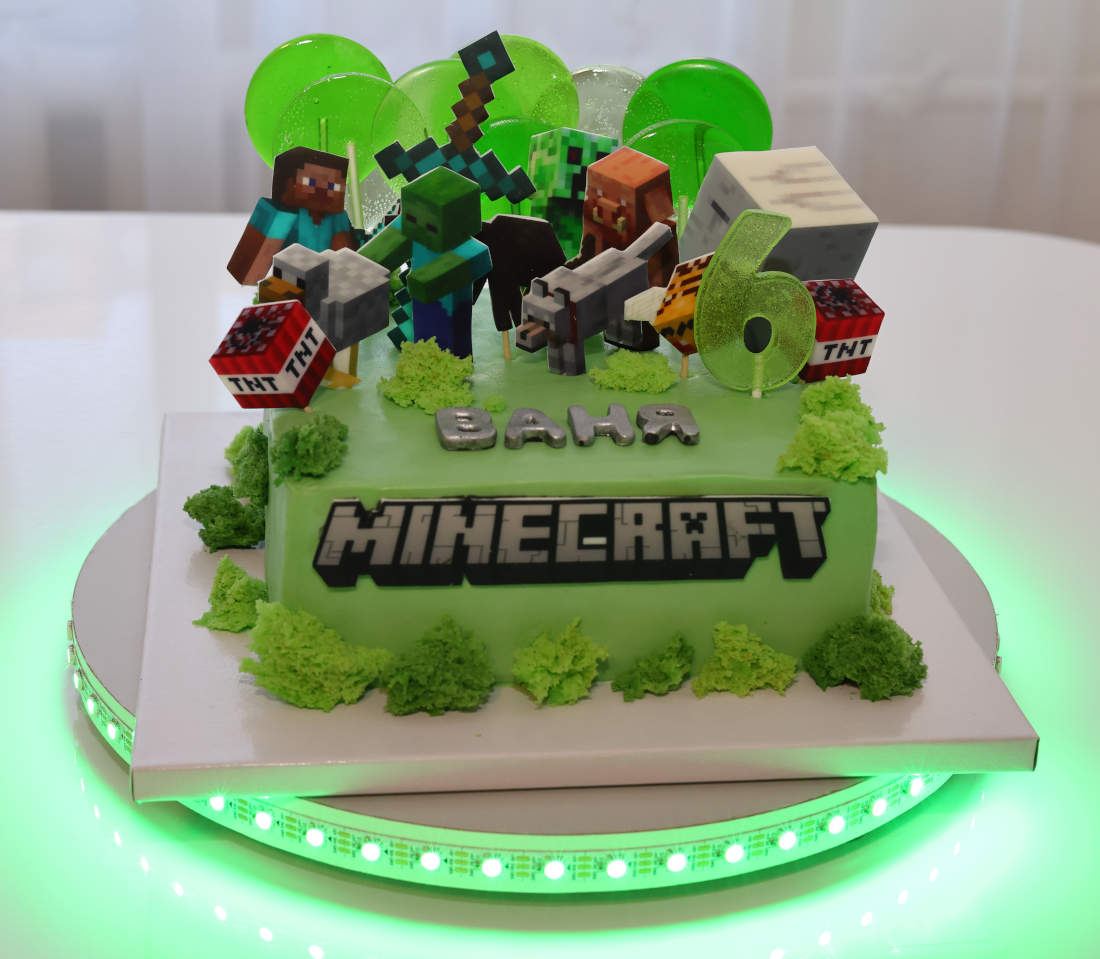 Торт Minecraft для дня рождения в Вильнюсе