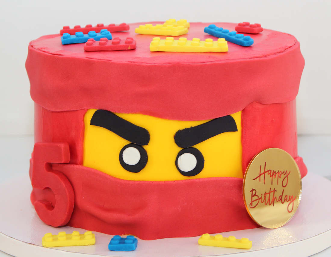 Lego Ninjago cake with age and cubes