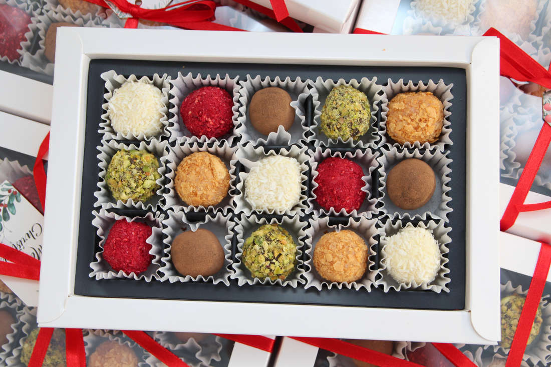 Box of handmade truffle chocolates