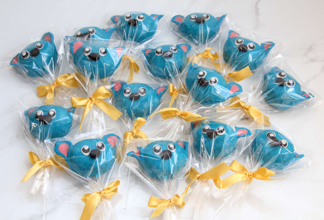 Stičo galvos formos cake pops
