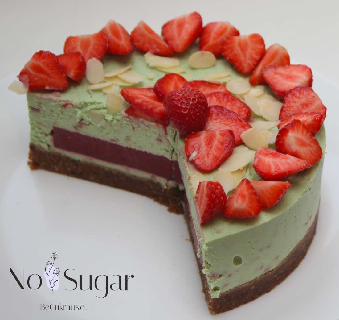 Sugar-free vegan cake with strawberries