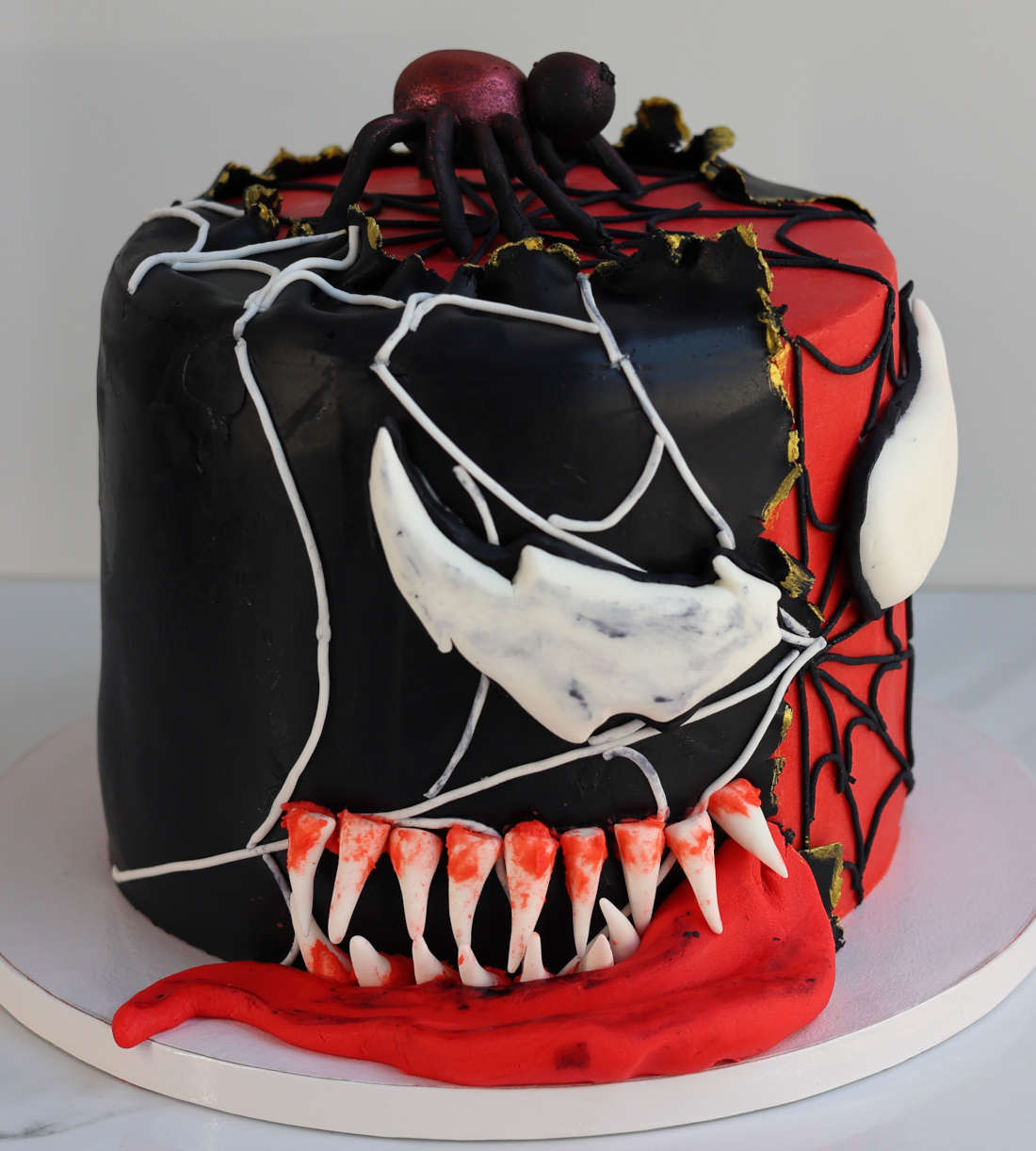 Venom and spider on a Halloween cake