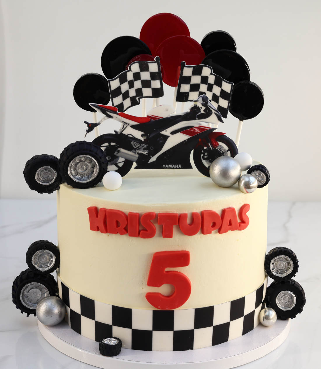 Yamaha motorcycle on the birthday cake