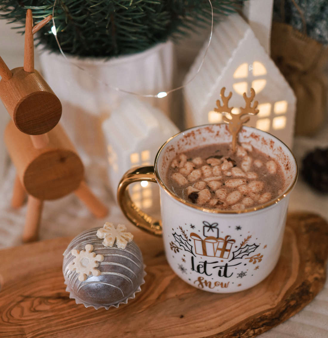 Cocoa from chocolate bombs with marshmallows